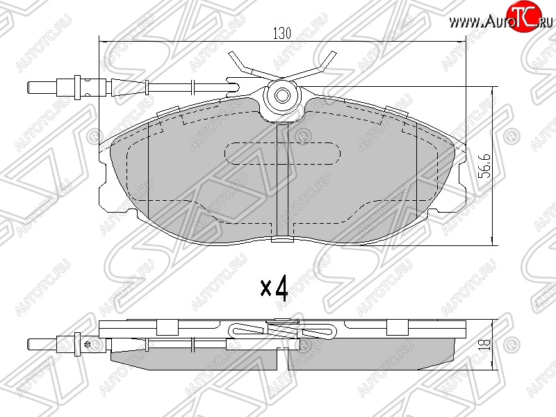 1 669 р. Колодки тормозные SAT (передние) CITROEN Xsara N0 хэтчбэк 3 дв. дорестайлинг (1997-2000)  с доставкой в г. Новочеркасск