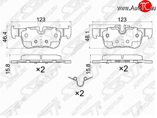 1 039 р. Комплект задних тормозных колодок SAT  BMW X1  F48 - X2  F39  с доставкой в г. Новочеркасск