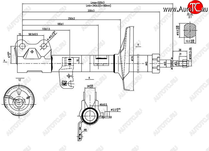 3 099 р. Левый амортизатор передний SAT BYD F3 седан (2005-2014)  с доставкой в г. Новочеркасск