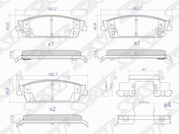 1 079 р. Комплект тормозных колодок SAT (задние) Cadillac Escalade GMT926 джип 5 дв. короткая база (2006-2014)  с доставкой в г. Новочеркасск. Увеличить фотографию 1