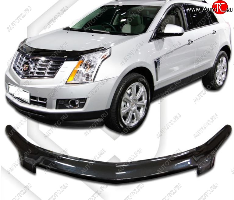 2 489 р. Дефлектор капота CA-Plastiс  Cadillac SRX (2010-2012) дорестайлинг (Classic черный, Без надписи)  с доставкой в г. Новочеркасск