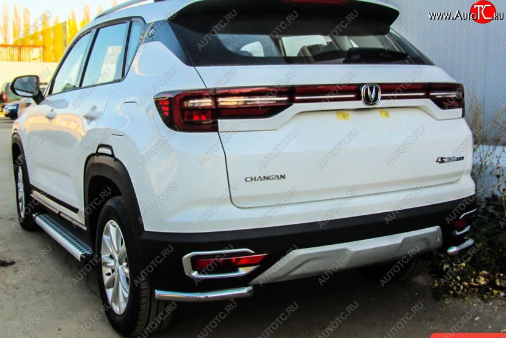 9 249 р. Защита заднего бампера Slitkoff (уголки из 1 трубы d42 мм)  Changan CS35 Plus (2018-2022) дорестайлинг (Нержавейка, Полированная)  с доставкой в г. Новочеркасск