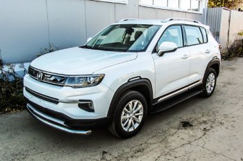 14 999 р. Пороги алюминиевые Slitkoff Changan CS35 Plus дорестайлинг (2018-2022) (Optima Black )  с доставкой в г. Новочеркасск. Увеличить фотографию 3