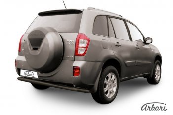 6 029 р. Защита заднего бампера Arbori (длинная, черная, 1 труба d57 mm). Chery Tiggo T11 рестайлинг (2013-2016)  с доставкой в г. Новочеркасск. Увеличить фотографию 1