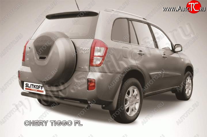 5 189 р. Защита заднего бампера из трубы d76 Slitkoff Chery Tiggo T11 рестайлинг (2013-2016) (Цвет: серебристый)  с доставкой в г. Новочеркасск