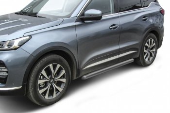 8 499 р. Защита порогов Slitkoff (Ø 76 мм, труба).  Chery Tiggo 7 PRO (2019-2024) (Цвет: серебристый)  с доставкой в г. Новочеркасск. Увеличить фотографию 1