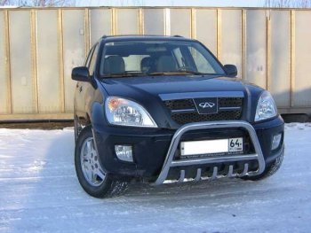 26 549 р. Кенгурятник низкий Slitkoff (Ø 57 мм, с защитой картера)  Chery Tiggo T11 (2005-2013) дорестайлинг  с доставкой в г. Новочеркасск. Увеличить фотографию 1