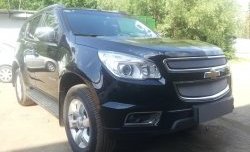 1 539 р. Нижняя сетка на бампер Russtal (хром) Chevrolet Trailblazer GM800 дорестайлинг (2012-2016)  с доставкой в г. Новочеркасск. Увеличить фотографию 4