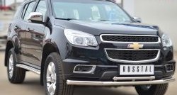 21 399 р. Защита переднего бампера (2 трубыØ63 и 42 мм, нержавейка) SLITKOFF Chevrolet Trailblazer GM800 дорестайлинг (2012-2016)  с доставкой в г. Новочеркасск. Увеличить фотографию 4