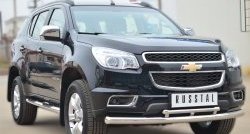 31 549 р. Защита переднего бампера (2 трубыØ76 и 42 мм, нержавейка) SLITKOFF  Chevrolet Trailblazer  GM800 (2012-2016) дорестайлинг  с доставкой в г. Новочеркасск. Увеличить фотографию 4