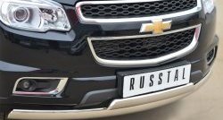 27 999 р. Защита переднего бампера (2 трубыØ75х42 мм, нержавейка) Russtal Chevrolet Trailblazer GM800 дорестайлинг (2012-2016)  с доставкой в г. Новочеркасск. Увеличить фотографию 2