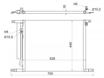 Радиатор кондиционера SAT Chevrolet (Шевролет) Aveo (Авео)  T250 (2006-2011) T250 хэтчбек 5 дв рестайлинг