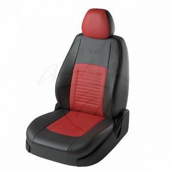 7 399 р. Чехлы для сидений Lord Autofashion Турин (экокожа) Chevrolet Aveo T300 седан (2011-2015) (Чёрный, вставка красная)  с доставкой в г. Новочеркасск. Увеличить фотографию 1