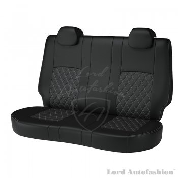 7 999 р. Чехлы для сидений Lord Autofashion Турин Ромб (экокожа) Chevrolet Aveo T300 хэтчбек (2011-2015) (Черный, вставка черная, строчка серая)  с доставкой в г. Новочеркасск. Увеличить фотографию 2