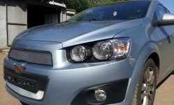 1 539 р. Нижняя сетка на бампер Russtal (хром) Chevrolet Aveo T300 седан (2011-2015)  с доставкой в г. Новочеркасск. Увеличить фотографию 3