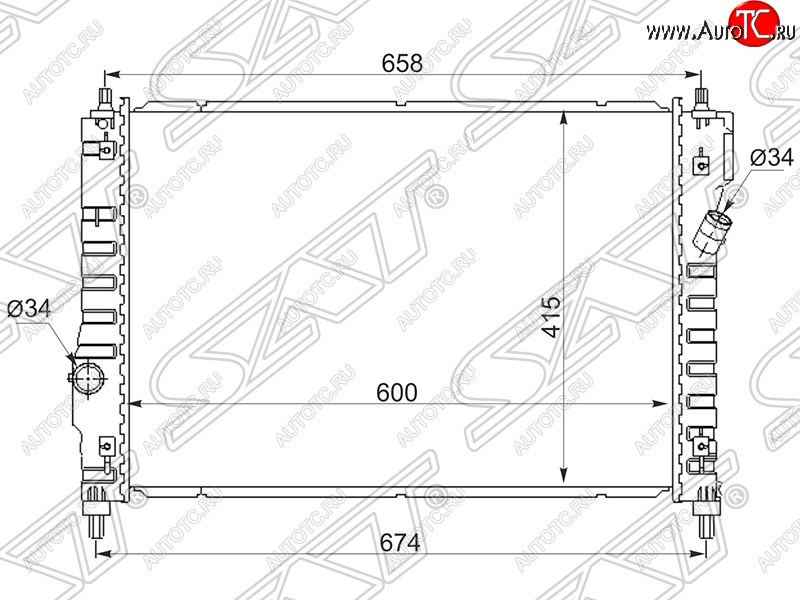 5 799 р. Радиатор двигателя SAT (пластинчатый)  Chevrolet Aveo ( T200,  T300) (2002-2015) хэтчбек 5 дв, хэтчбек  с доставкой в г. Новочеркасск