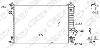 Радиатор двигателя SAT (трубчатый, МКПП) Chevrolet Aveo T300 хэтчбек (2011-2015)