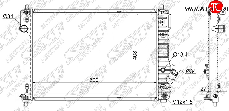 5 749 р. Радиатор двигателя SAT (трубчатый, МКПП) Chevrolet Aveo T300 хэтчбек (2011-2015)  с доставкой в г. Новочеркасск