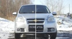 1 039 р. Защитная сетка решетки переднего бампера RA Chevrolet Aveo T250 седан рестайлинг (2006-2011)  с доставкой в г. Новочеркасск. Увеличить фотографию 2