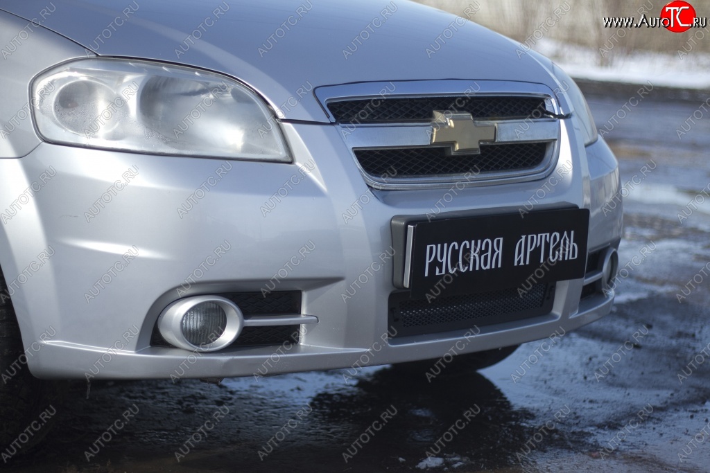 1 039 р. Защитная сетка решетки переднего бампера RA Chevrolet Aveo T250 седан рестайлинг (2006-2011)  с доставкой в г. Новочеркасск