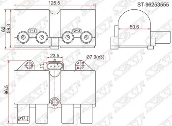 Катушка зажигания SAT Chevrolet Aveo (T250), Captiva, Cruze (J300,  J305,  J308), Lacetti (универсал), Lanos (T100), Daewoo Lanos (T100,  T150), Matiz (M150), Sense (Т100), ЗАЗ Chance (седан,  хэтчбэк), Lanos (седан), Sens (седан,  хэтчбэк)