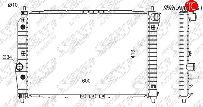 8 299 р. Радиатор двигателя SAT (пластинчатый, 1.4, МКПП/АКПП) Chevrolet Aveo T200 седан (2003-2008)  с доставкой в г. Новочеркасск