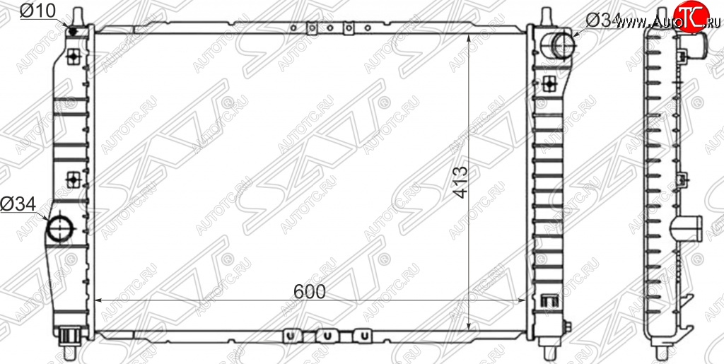 4 999 р. Радиатор двигателя SAT (трубчатый, 1.4, МКПП) Chevrolet Aveo T200 седан (2003-2008)  с доставкой в г. Новочеркасск