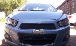 1 469 р. Сетка в решетку радиатора Russtal Chevrolet Aveo T300 седан (2011-2015) (черная)  с доставкой в г. Новочеркасск. Увеличить фотографию 3