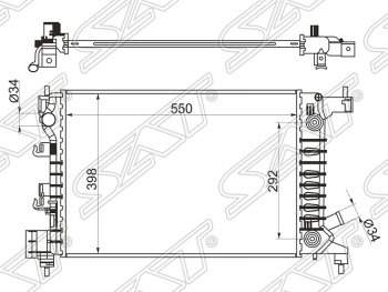 12 499 р. Радиатор двигателя SAT (пластинчатый, 1.2/1.4, АКПП) Chevrolet Aveo T300 седан (2011-2015)  с доставкой в г. Новочеркасск. Увеличить фотографию 1