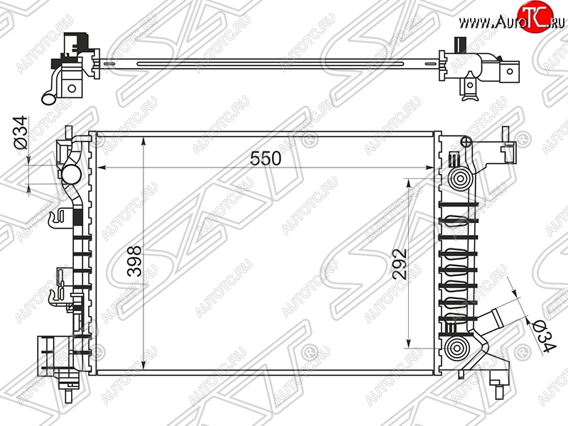 12 499 р. Радиатор двигателя SAT (пластинчатый, 1.2/1.4, АКПП) Chevrolet Aveo T300 седан (2011-2015)  с доставкой в г. Новочеркасск