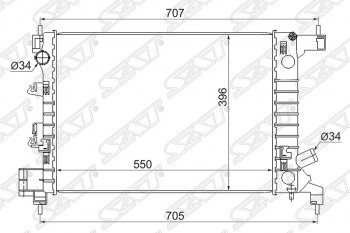 5 849 р. Радиатор двигателя SAT (пластинчатый, 1.2/1.4, МКПП) Chevrolet Aveo T300 седан (2011-2015)  с доставкой в г. Новочеркасск. Увеличить фотографию 1