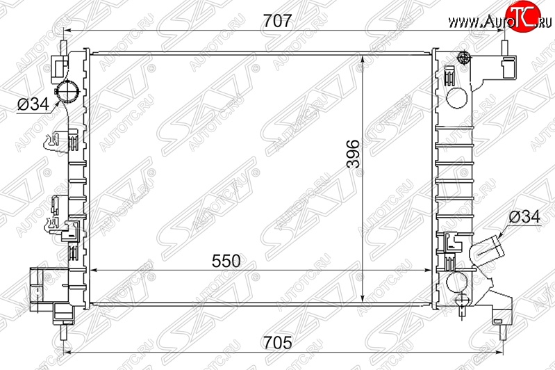 5 849 р. Радиатор двигателя SAT (пластинчатый, 1.2/1.4, МКПП) Chevrolet Aveo T300 седан (2011-2015)  с доставкой в г. Новочеркасск