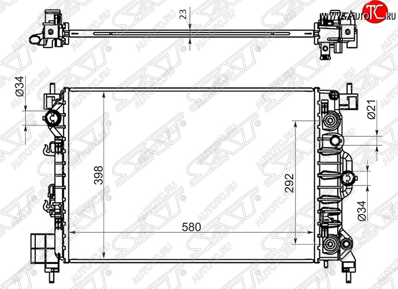 5 249 р. Радиатор двигателя SAT (трубчатый, 1.6, МКПП/АКПП) Chevrolet Aveo T300 седан (2011-2015)  с доставкой в г. Новочеркасск