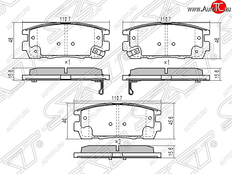 899 р. Колодки тормозные SAT (задние) Hyundai Terracan HP дорестайлинг (2001-2004)  с доставкой в г. Новочеркасск