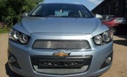 3 199 р. Сетка на бампер Russtal (хром) Chevrolet Captiva 2-ой рестайлинг (2013-2016)  с доставкой в г. Новочеркасск. Увеличить фотографию 3