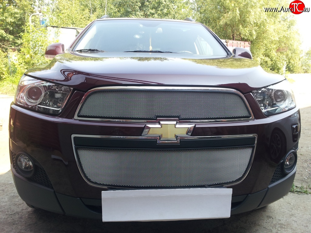 3 199 р. Сетка на бампер Russtal (хром) Chevrolet Captiva 1-ый рестайлинг (2011-2013)  с доставкой в г. Новочеркасск