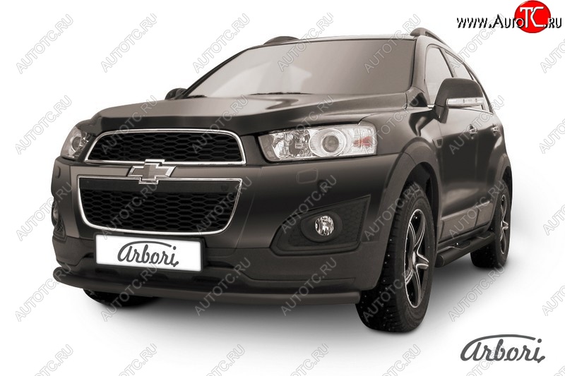 6 389 р. Защита переднего бампера Arbori (радиусная, черная, 1 труба d57 mm). Chevrolet Captiva 2-ой рестайлинг (2013-2016)  с доставкой в г. Новочеркасск