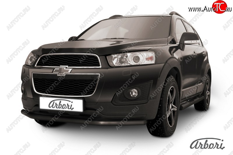 6 389 р. Защита переднего бампера Arbori (черная, 1 труба d57 mm). Chevrolet Captiva 2-ой рестайлинг (2013-2016)  с доставкой в г. Новочеркасск