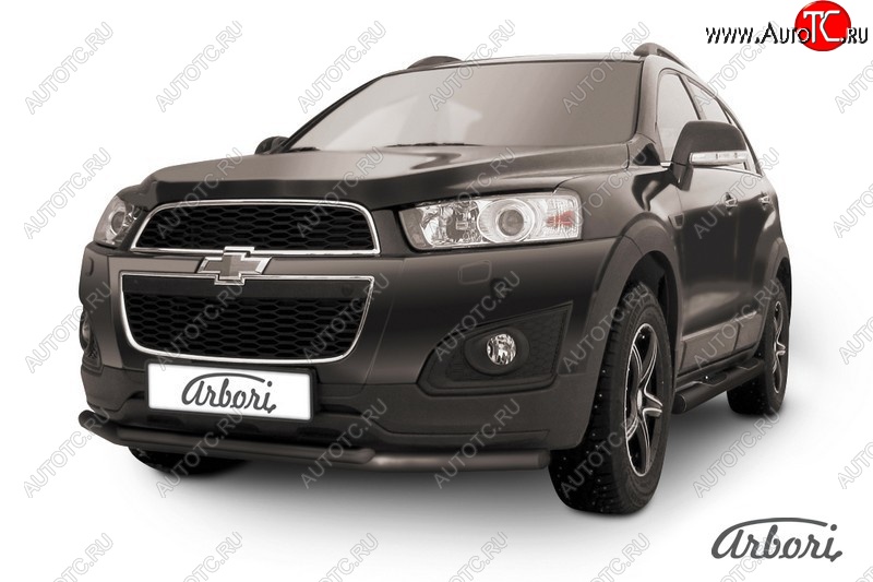 7 559 р. Защита переднего бампера Arbori (черная, 2 трубы d57 и 42 mm). Chevrolet Captiva 2-ой рестайлинг (2013-2016)  с доставкой в г. Новочеркасск