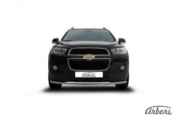 14 363 р. Защита переднего бампера Arbori (нержавейка, 2 трубы d57 и 42 mm). Chevrolet Captiva 2-ой рестайлинг (2013-2016)  с доставкой в г. Новочеркасск. Увеличить фотографию 2