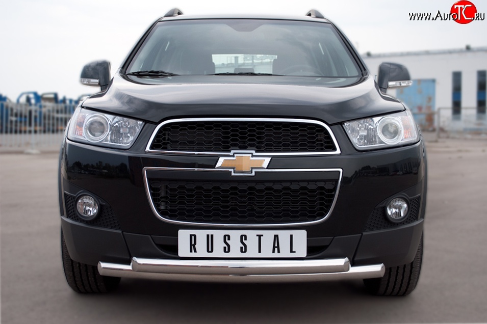 19 299 р. Защита переднего бампера (2 трубыØ63 мм, нержавейка) Russtal Chevrolet Captiva 1-ый рестайлинг (2011-2013)  с доставкой в г. Новочеркасск