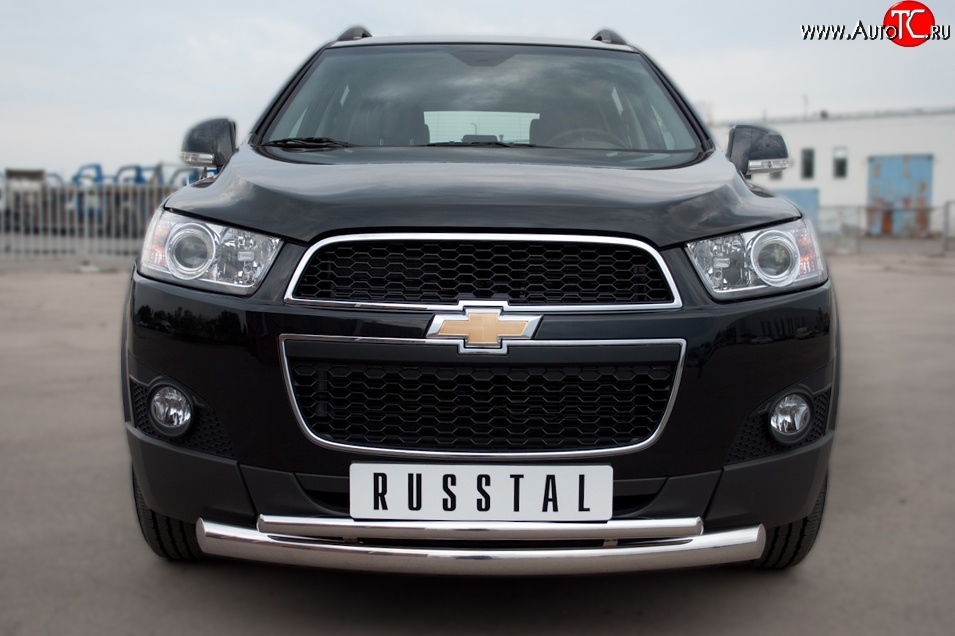 17 999 р. Защита переднего бампера (2 трубыØ76 и 42 мм, нержавейка) Russtal Chevrolet Captiva 1-ый рестайлинг (2011-2013)  с доставкой в г. Новочеркасск