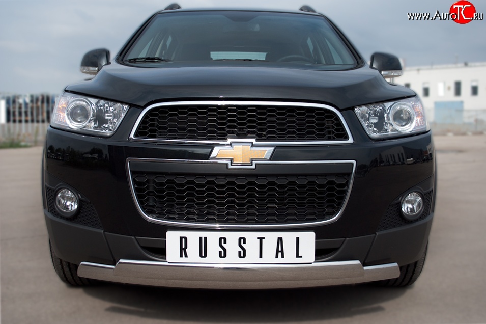 25 999 р. Защита переднего бампера (2 трубыØ75х42 мм, нержавейка) Russtal Chevrolet Captiva 1-ый рестайлинг (2011-2013)  с доставкой в г. Новочеркасск