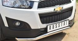 13 599 р. Защита переднего бампера (Ø63 мм волна, нержавейка) SLITKOFF Chevrolet Captiva 2-ой рестайлинг (2013-2016)  с доставкой в г. Новочеркасск. Увеличить фотографию 2