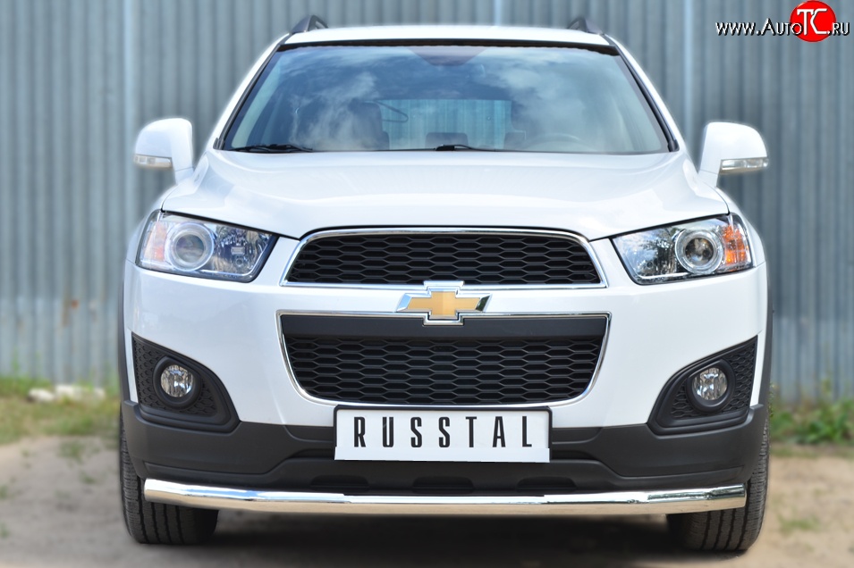 14 999 р. Одинарная защита переднего бампера диаметром 63 мм (рестайлинг) Russtal Chevrolet Captiva 2-ой рестайлинг (2013-2016)  с доставкой в г. Новочеркасск