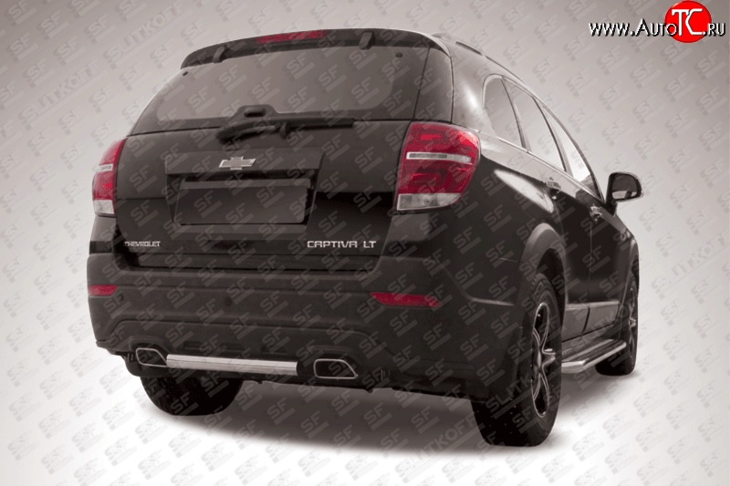 5 649 р. Защита заднего бампера из короткой трубы диаметром 57 мм Slitkoff  Chevrolet Captiva (2013-2016) 2-ой рестайлинг (Нержавейка, Полированная)  с доставкой в г. Новочеркасск