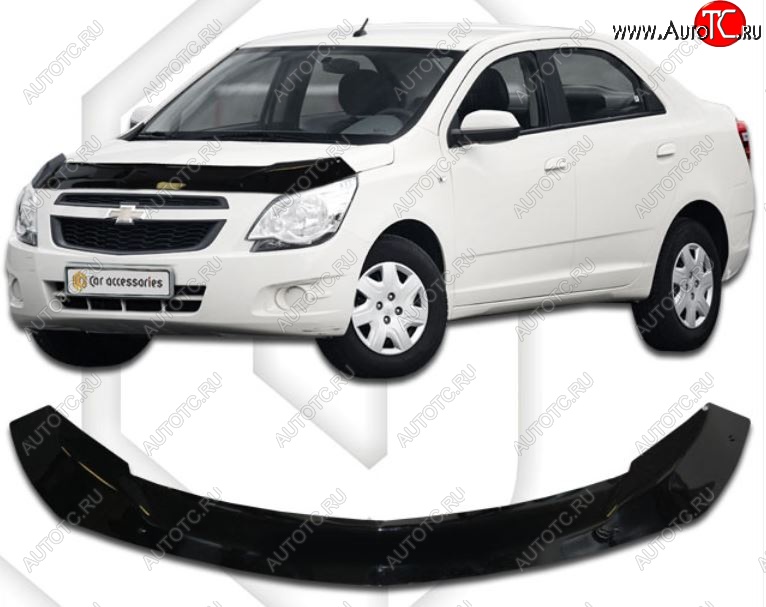 2 299 р. Дефлектор капота CA-Plastic Chevrolet Cobalt седан дорестайлинг (2011-2016) (Classic черный, Без надписи)  с доставкой в г. Новочеркасск