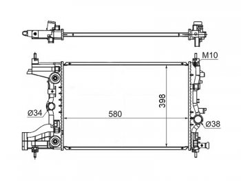Радиатор двигателя SAT (1.6/1.8, трубчатый, АКПП) Opel Astra J хэтчбек 5 дв. дорестайлинг (2009-2012)