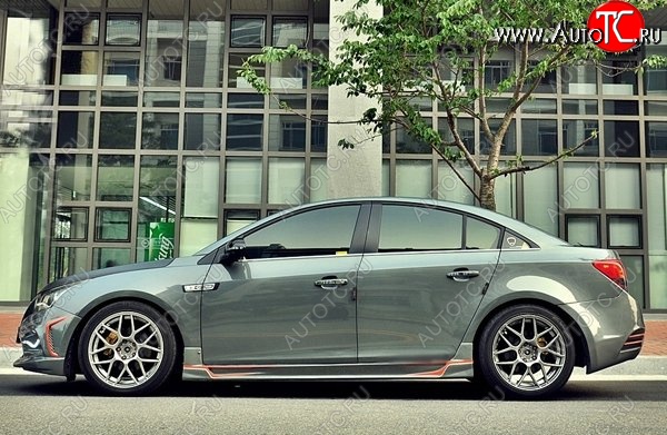 4 199 р. Пороги накладки CT Chevrolet Cruze J300 седан дорестайлинг (2009-2012) (Неокрашенные)  с доставкой в г. Новочеркасск