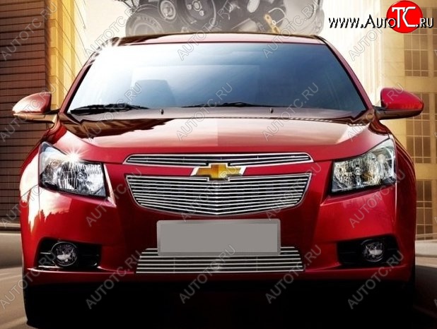 6 749 р. Декоративные вставки решетки радиатора и переднего бампера CT Chevrolet Cruze J300 седан рестайлинг (2012-2015) (Неокрашенная)  с доставкой в г. Новочеркасск